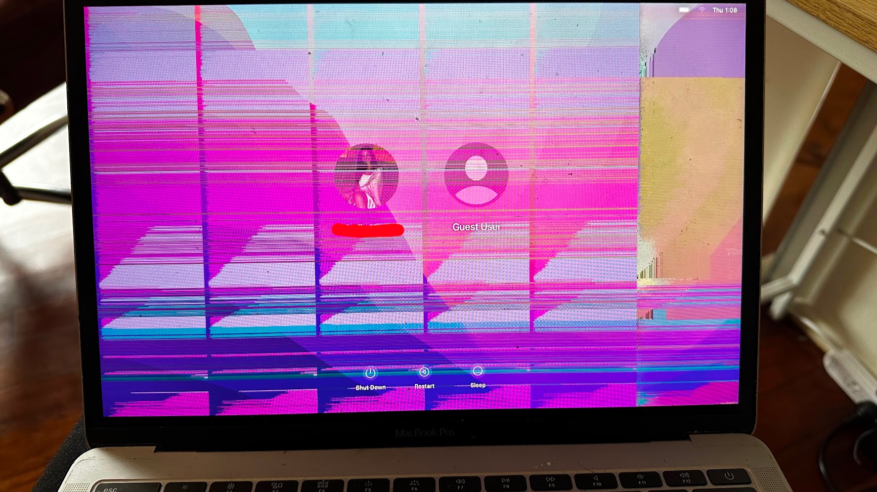 Macbook with a broken screen