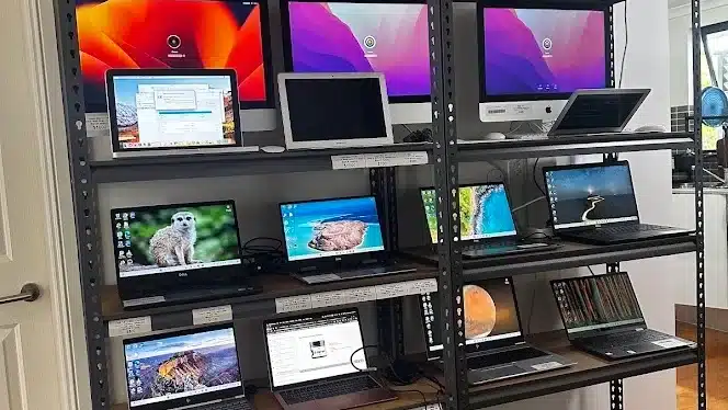 Refurbished laptops and desktop computers for sale in Brisbane workshop